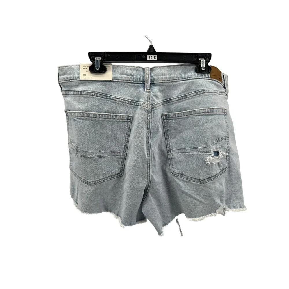 American Eagle Women's 90's Boyfriend Strigid Distressed Shorts Size 18 NEW